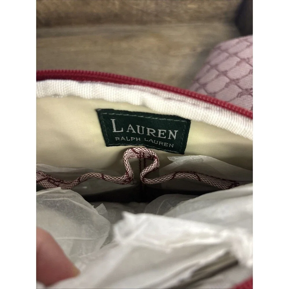 Lauren Ralph Lauren Pink And Red Monogram 2 Piece Cosmetic And Travel Case New